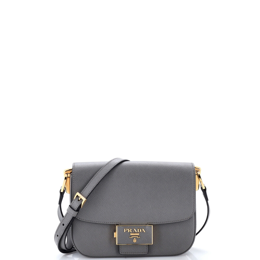 Prada Small Embleme Flap Bag Saffiano Leather